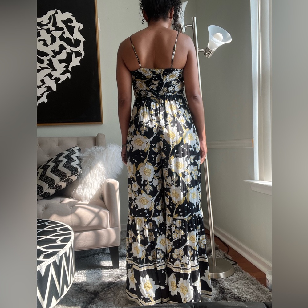 Little of Your Love Wideleg Flowy Jumpsuit in Moonless Combo Free People - Picture 7 of 14